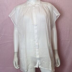 Banana Republic 100% Ramie Short Sleeve White Button Up Shirt size XXL